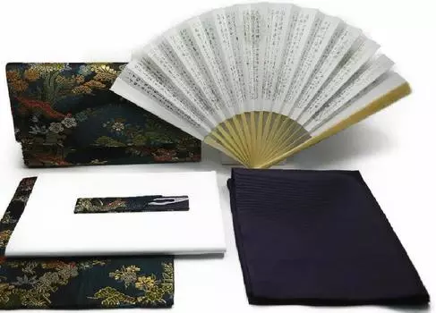 Чайная церемония, принадлежности для вводной чайной церемонии Urasenke Nishijin, большой размер, карман для сладостей, в комплекте, мужской, набор, плетеный, сложенный втрое, (фукуса (чистый