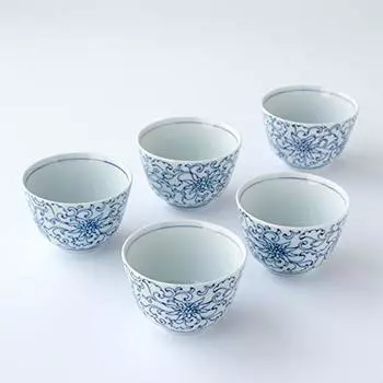 Чайная чаша Tachikichi Kyoto Arabesque из павловнии 1000260003, набор чашек, чайная чашка для обслуживания клиентов, посуда Seto Tachikichi (в коробке) 5 штук