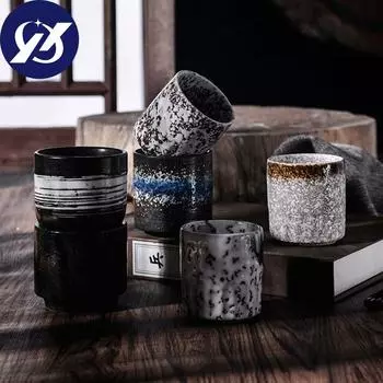 Чайная чаша в японском стиле, керамическая чашка для чая, винтажная офисная кружка для воды, бытовая чайная посуда, посуда для напитков, креативные керамические чайные чашки, поделки