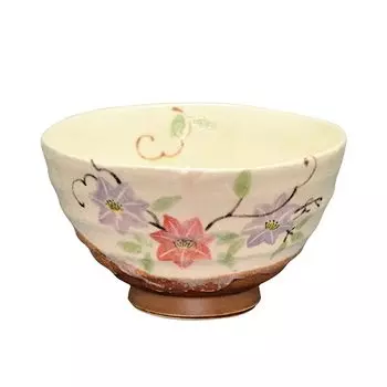 Чайная чаша Yutakagama Rikyu, белая, с узором «Двенадцать месяцев», железная проволока, июль