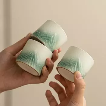 Чайная чашка Distant Mountain с 3D-рельефом, грубая керамическая маленькая чайная чашка, персональная чашка мастера, маленькая чашка в стиле кунг-фу красный