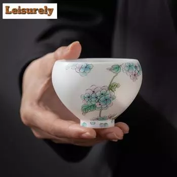 Чайная чашка из белого фарфора с нефритом и овечьим жиром, изготовленная вручную пористая обжаренная чайная чаша, персональная мастерская чашка, кружки для медитации, чайная утварь в стиле кунг-фу