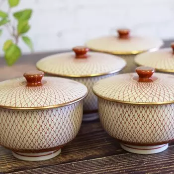 Чайная чашка Kutani ware с набором красных стильных крышек для роскошного чайного сервиза, 5, сетка, чайная чашка, гости, красный