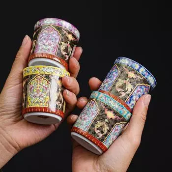 Чайная чашка Palace wind с эмалью цвета для дома, керамическая чайная чашка, подарочная коробка, набор для кунг-фу, аксессуары для чайного сервиза, китайский чайный сервиз