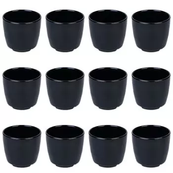 Чайная чашка Thunder Group, диаметр 8 см, высота, набор из 12 бесплатных чашек, меламиновая столовая посуда, можно мыть в посудомоечной машине, ударопрочная, для коммерческого использования, черная, 7,2 см чёрный