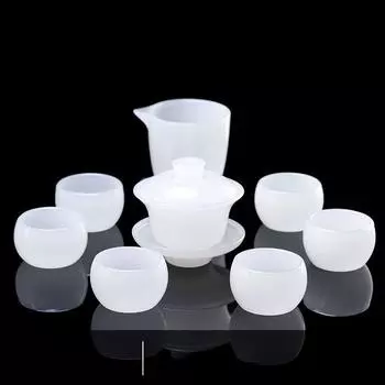 Чайная чашка в китайском стиле, белый нефритовый фарфор, чайный сервиз кунг-фу, керамическая стеклянная глазурь, индивидуальная чайная чашка, чаша, чайная посуда, подарок Short белый