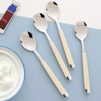 Чайная ложка десертного мороженого French Blanc, серебряный крем, 4 шт., популярная корейская посуда