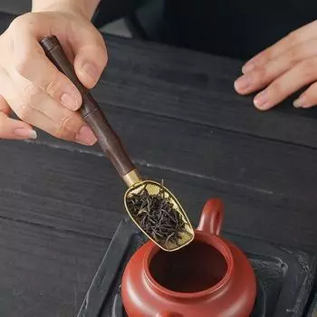 Чайная ложка, разделенные чайные ложки, деревянная ложка из сплава с длинной ручкой, чайная церемония, чайная лопатка, чайные ложки, инструмент для приема чая серебряный