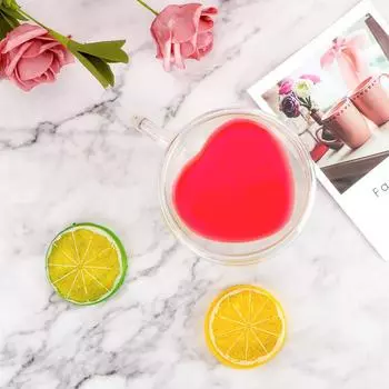 Чайная пивная кружка, чашка для сока, кофейные чашки, кружка, подарок, 180 мл/240 мл, стеклянная кружка с двойными стенками, посуда для напитков, термостойкая в форме сердца, в форме любви 180ml