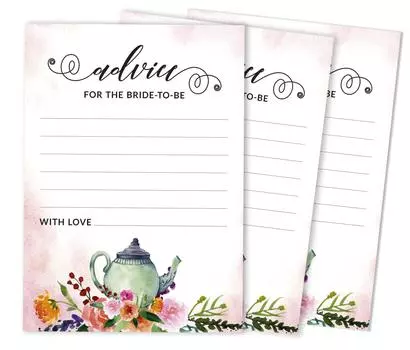 Чайная вечеринка InkdotpotСоветы и пожелания Набор из 50 игр-советов для новобрачных 5 x 7 inches белый