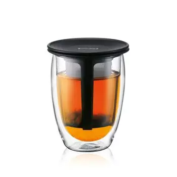 Чайник BODUM Чайник для заваривания чая TEA FOR ONE Двойные стенки Стеклянный с фильтром для чая 350 мл Черный чай Зеленый чай Китайский чай Травяной чай Фруктовый чай Пластиковый фильтр