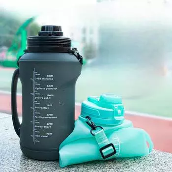 Чайник большой емкости, 2 л, складная силиконовая соломенная рулонная чашка, устойчивая к падению, высокотемпературная чашка для занятий спортом на открытом воздухе, кемпинга 2L