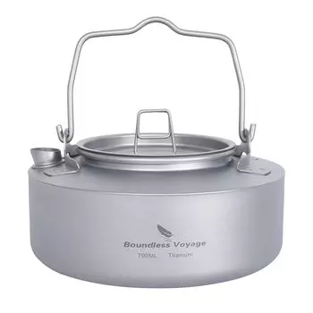 Чайник Boundless Voyage Titanium Kettle объемом 700 мл, полностью изготовленный из титана, подходит для использования на открытом огне, для костра, кемпинга, чайника, товара