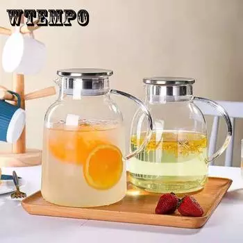 Чайник для холодной воды, стеклянный чайник, устойчивый к высоким температурам, чашка для холодной воды, бытовой чайник, набор бутылок для прохладной белой воды, большой вместительности S