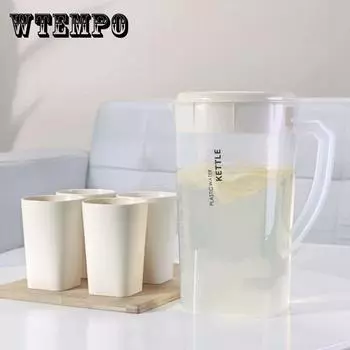 Чайник для холодной воды, стеклянный чайник, устойчивый к высоким температурам, чашка для холодной воды, бытовой чайник, набор бутылок для прохладной белой воды, большой вместительности 2.2L