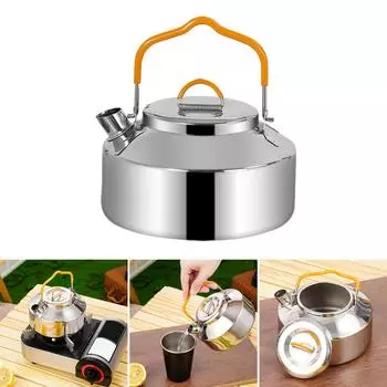 Чайник для кемпинга, 1 л чайник для чая и кофе из нержавеющей стали для походов на открытом воздухе, легкий и прочный чайник для кемпинга