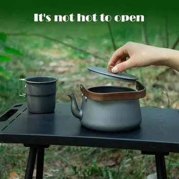 Чайник для кемпинга из алюминиевого сплава объемом 1,1 л с ручкой, не допускающей ожогов, портативный, легкий, большой емкости, для путешествий, походов, пикников, кофеварка, чайник серый