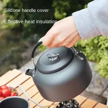 Чайник для кемпинга на открытом воздухе, бытовой чайник для чая 1,4 л, большой чайник для кемпинга, портативный алюминиевый чайник для кемпинга 0,8 л 1.4L