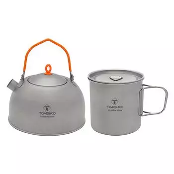 Чайник для кемпинга Ti Camping Kettle 500 мл с чашками 600 мл для походов на открытом воздухе серебряный