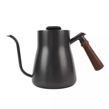 Чайник для кофе 850 мл с термометром, длинным тонким носиком, из нержавеющей стали, деревянной ручкой и гибкой шеей