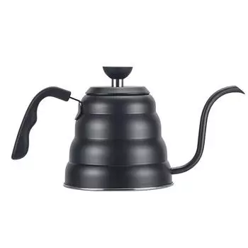 Чайник для кофе, Чайник для чая и кофе с термометром, Тонкий носик из нержавеющей стали с гусиной шеей на 1200 мл, 1.2L чёрный