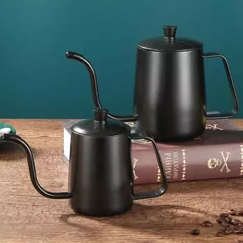 Чайник для заваривания чая и кофе объемом 350 мл и 600 мл с антипригарным покрытием из пищевой нержавеющей стали. Чайник для заваривания чая с гибким горлом и тонким горлом.