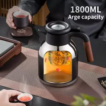 Чайник для заваривания чая из нержавеющей стали 1,8 л, с термоизоляцией, для старого чая, домашний чайный сервиз, чайник 304 1.8L