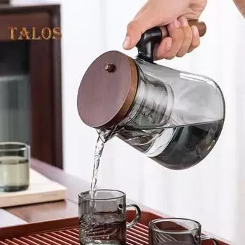 Чайник для заваривания чая из стекла объемом 800 мл с разделением воды, деревянная ручка, термостойкий, точный заварник для заваривания чая, легко моющийся заварник для заваривания рассыпного чая чистый