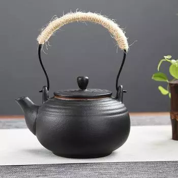 Чайник для заваривания в печи Красная керамика Черная керамика Грубая керамика ручной работы Чайный сервиз в стиле кунг-фу Одиночный горшок Горшок с балкой Японский чайник