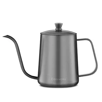 Чайник Easyworkz Drip Kettle 600 мл из нержавеющей стали с изогнутой шеей, кофейник «черный» чёрный