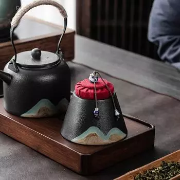 Чайник Far Mountain, керамический, маленький, простой, герметичный, переносной, черный, керамический, нетканый, для хранения