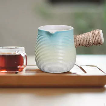 Чайник фарфоровый одинарный с боковой ручкой для кухни, пикника, кемпинга, отеля blue