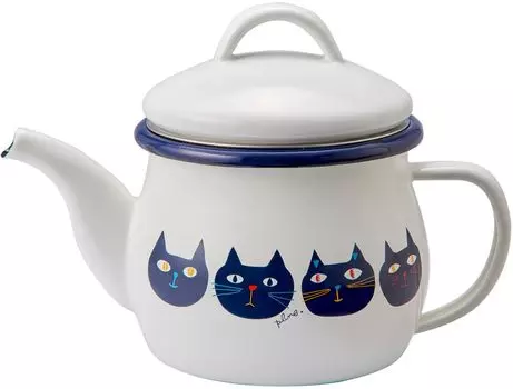 Чайник Hoenaro с эмалью Mimikokomomo W18 (с ситечком) Размер прибл.. Д10.6 Н12.5 ПТП-602