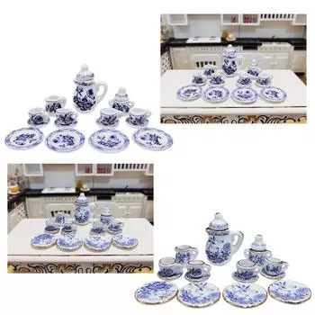 Чайник и блюдце для домашнего чая, набор для ролевых игр для детей, ролевая модель столовой посуды, игрушка 1:12 Scale Kitchen Applian House Tea Play B