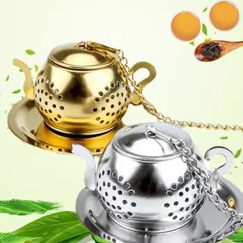 Чайник и сливной поддон, нержавеющая сталь, слив для чая, ситечко, подарок для любителей чая, сепаратор для чая, фильтр для чая золотой