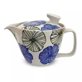 Чайник Isaozan Kiln с ситечком для чая 240 мл на 1-2 персоны, посуда Hasami, сделано в Японии, линия, цветочный герб, синий цвет, J-kitchens ~