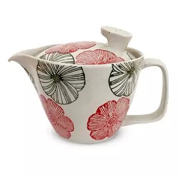 Чайник Isaozan Kiln с ситечком для чая 240 мл на 1-2 персоны, посуда Hasami, сделано в Японии, линия, цветочный герб, красный J-kitchens ~