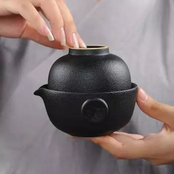 Чайник из фиолетовой глины, чашка для чая Gaiwan, портативный дорожный чайный сервиз, традиционный чайный сервиз из фиолетовой глины, керамическая чашка с фиолетовой зернистостью