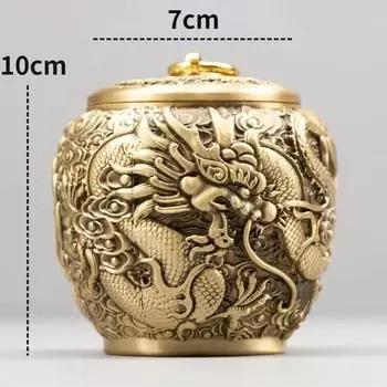 Чайник из латуни с драконом и фениксом, домашний декор, хранение, подарок, китайский рабочий стол, креативное украшение, орнамент