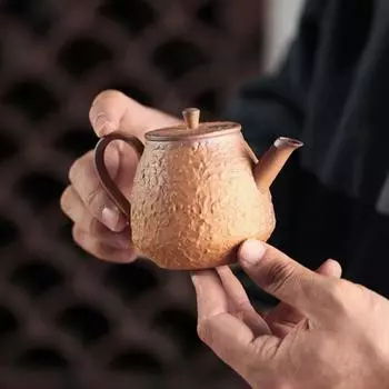 Чайник из необработанной глины, чайный сервиз ручной работы, одиночный чайник, маленький чайник 190 мл
