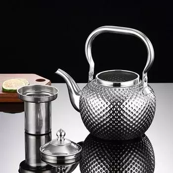 Чайник из нержавеющей стали 304 объемом 1,2/1,5/2 литра с ситечком, сферический чайник с кованой головкой, для индукционной плиты