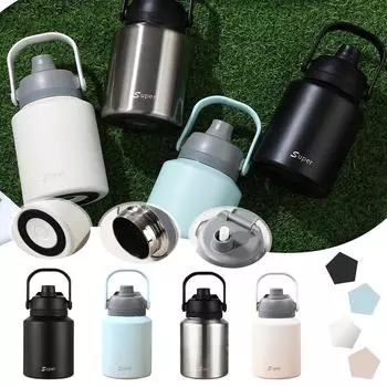 Чайник из нержавеющей стали, большая вместительная чашка с соломой, портативное тонное ведро для занятий спортом на открытом воздухе, кемпинга One Size бежевый