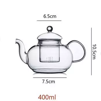 Чайник из прозрачного стекла Высококачественный термостойкий Чашка для цветочного чая Стеклянный чайник с ситечком Чайный лист 400/600/1000 мл