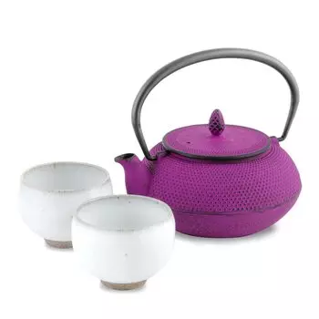 Чайник Nanbu Ironware и чайная чашка Hirashimizu Ware, круглый чайник, цветной, в японском стиле, эмалированный внутри, поставляется с традиционной печью Tea Associates Seiryu Kiln