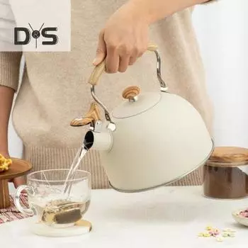 Чайник объемом 2,5 л, нержавеющая сталь, встроенный свисток, герметичный, пищевой, матовый, без запаха, эффективная теплопроводность, термостойкая ручка, газовая индукция. белый