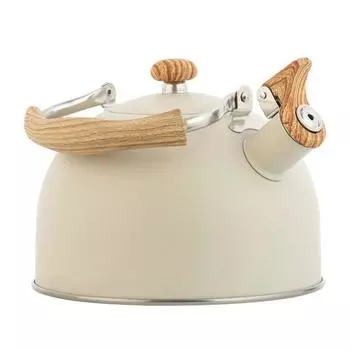 Чайник объемом 2,5 л, нержавеющая сталь, встроенный свисток, герметичный, пищевой, матовый, без запаха, эффективная теплопроводность, термостойкая ручка, газовая индукция. белый