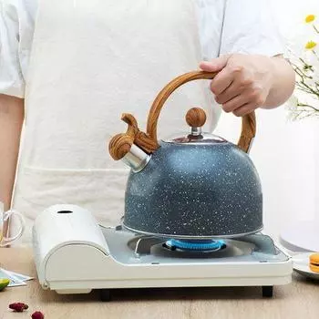 Чайник, плита, чайник премиум-класса из нержавеющей стали со свистком и деревянной ручкой, подходит as the picture