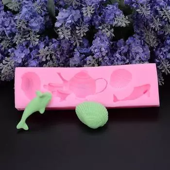 Чайник/ракушка/рыба DIY шоколадный обод украшение инструмент для выпечки океан помадка силиконовая форма розовый
