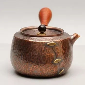 Чайник ручной работы из фиолетовой меди с боковой ручкой, чайный сервиз Gongfu, заварочный чайник из меди для заваривания чая