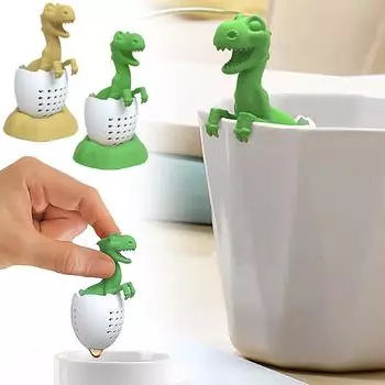 Чайник с динозавром, силиконовый ситечко для чая с динозавром, чайный пакетик, чайный набор One Size зелёный